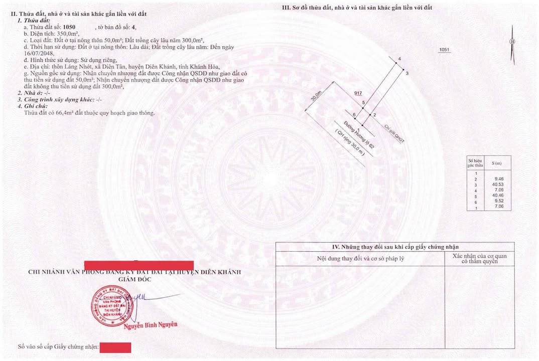 Đất mặt tiền đường HL 62, Diên Tân, 350m² - Cơ hội đầu tư sinh lời tiềm năng!