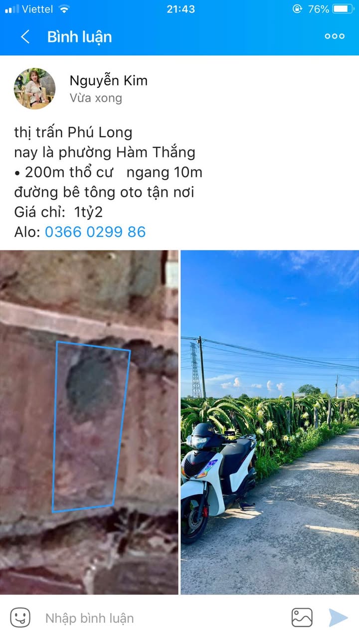 Đất thổ cư 200m² phường Hàm Thắng - Ô tô tận nơi, giá chỉ 1.2 tỷ!