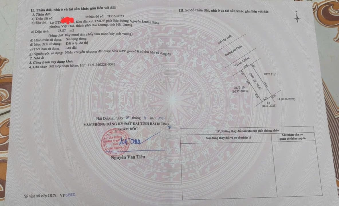 Bán đất mặt đường An Định, phường Việt Hòa, TP Hải Dương 78.87m² - Vị trí đắc địa, giao thông thuận lợi!