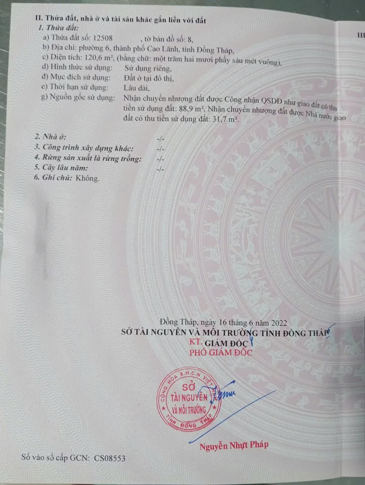 Đất ở đô thị Phường Cao Lãnh 120,6m² giá chỉ 1,239 tỷ - Cơ hội đầu tư hấp dẫn!