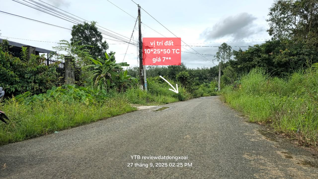 Đất thổ cư 1250m² phường Bình Phước, Đồng Xoài - Giá chỉ 750 triệu!