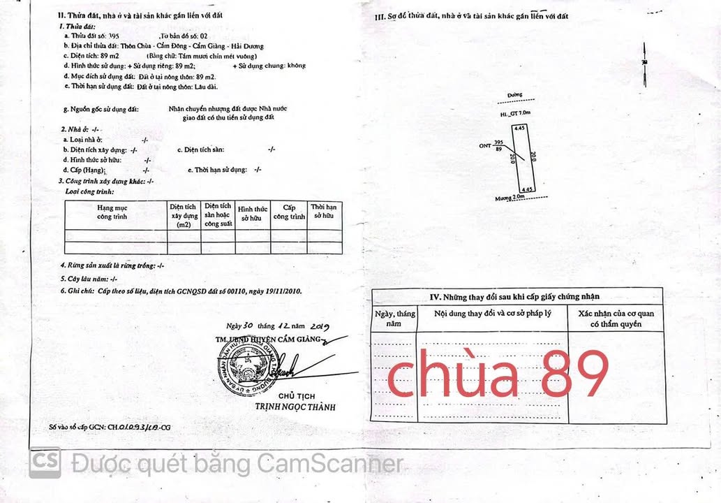 Đất Cẩm Đông, Cẩm Giàng 89m² giá thỏa thuận - Cơ hội đầu tư tiềm năng!