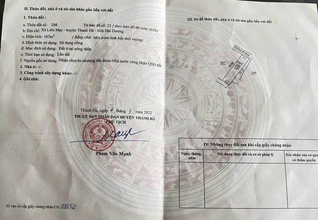 Đất Liên Mạc Thanh Hà 107m² giá chỉ 400 triệu - Cơ hội vàng cho đầu tư!