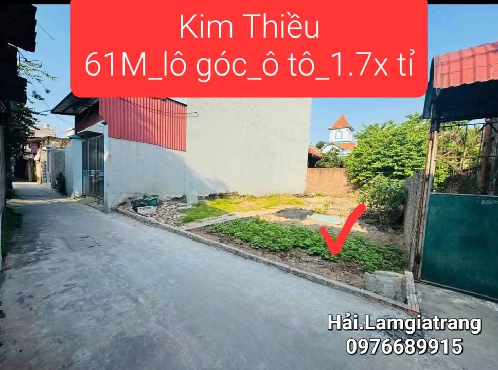 Đất lô góc Kim Thiều, Từ Sơn 61m² giá 1.7 tỷ - Ô tô đỗ cửa, thuận lợi giao thông!