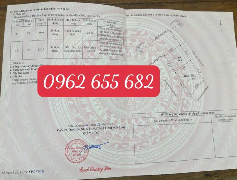 Đất thổ cư Mộc Châu 207m² giá 6 tỷ - Vị trí đẹp kinh doanh homestay!