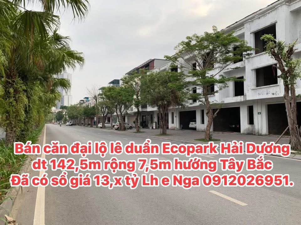Shophouse Ecopark Hải Dương 142m² giá 13 tỷ - Hướng Tây Bắc, vị trí đắc địa!