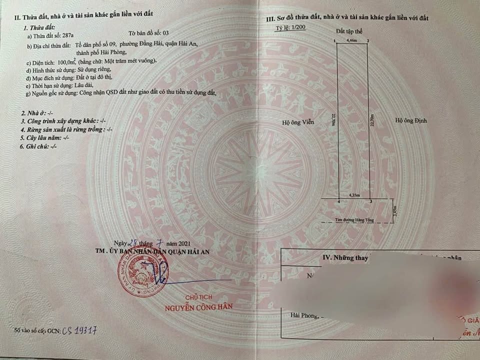 Đất mặt đường Hàng Tổng, Hải An 100m² giá 5 tỷ - Kinh doanh thuận lợi!