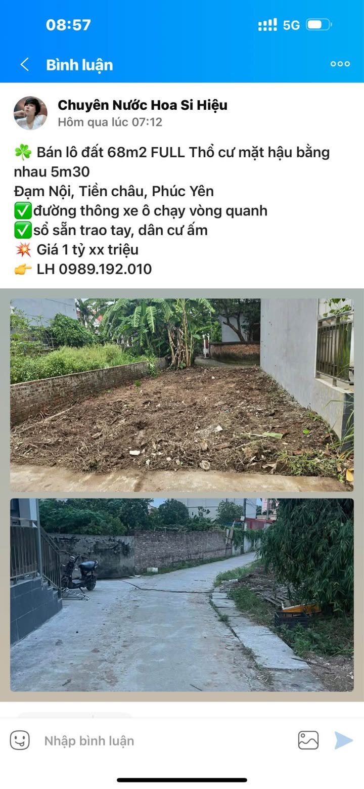 Đất thổ cư Tiền Đạm 64m² giá 1 tỷ - Cơ hội vàng giữa trung tâm Phúc Yên!