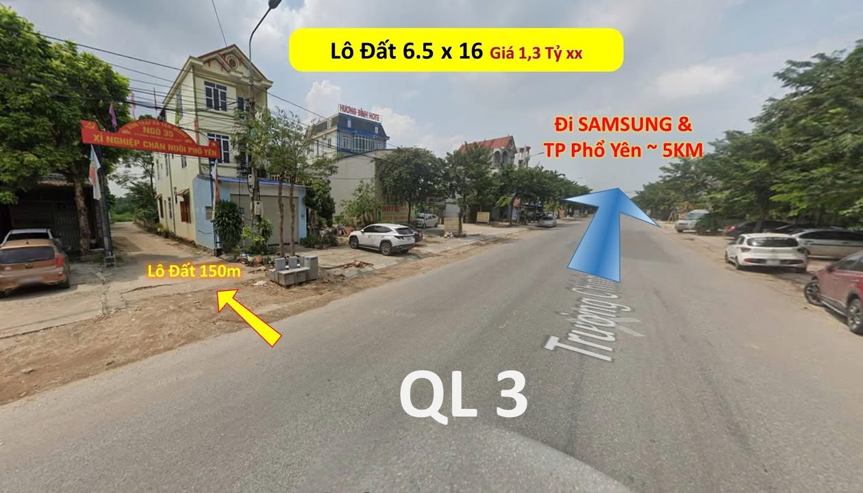Đất thổ cư 105m² tại Tân Hương, Phổ Yên giá 1.3 tỷ - Đầu tư sinh lời nhanh!