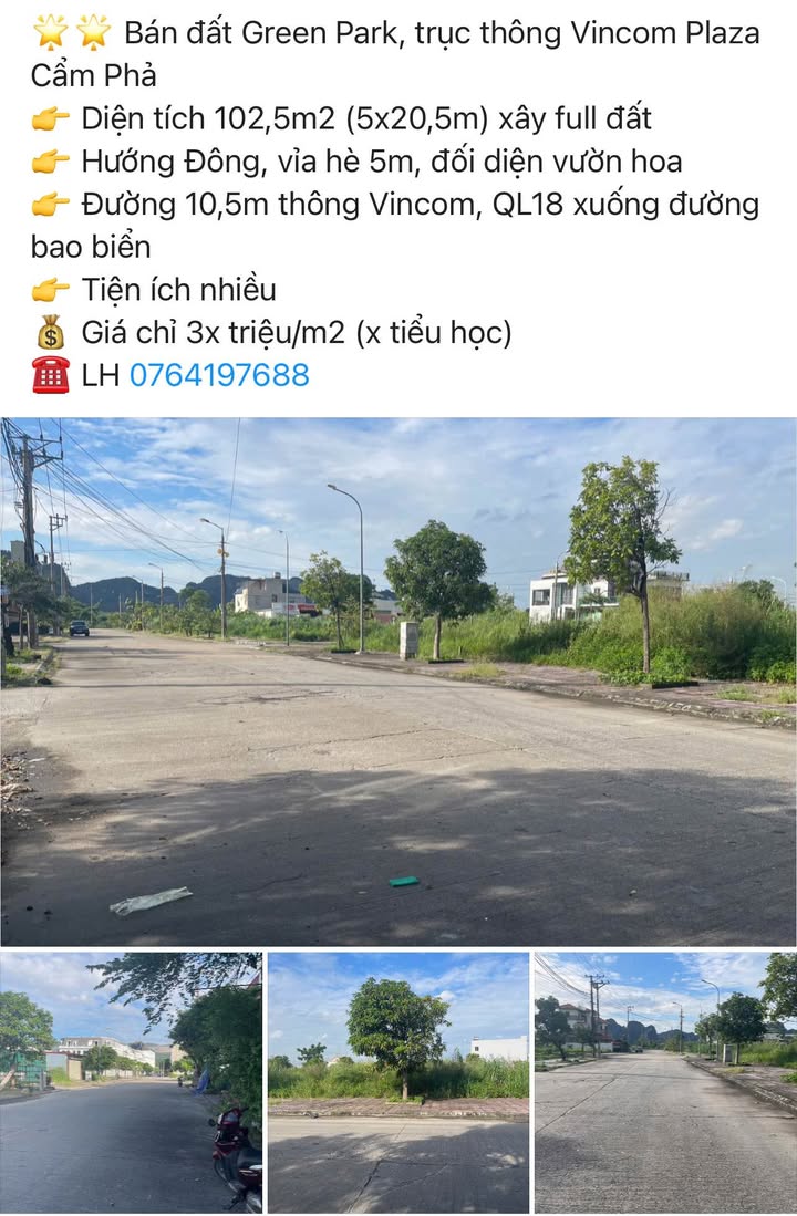 Đất nền Green Park Cẩm Phả 102,5m² giá chỉ 3x triệu/m² - Cơ hội đầu tư tuyệt vời!