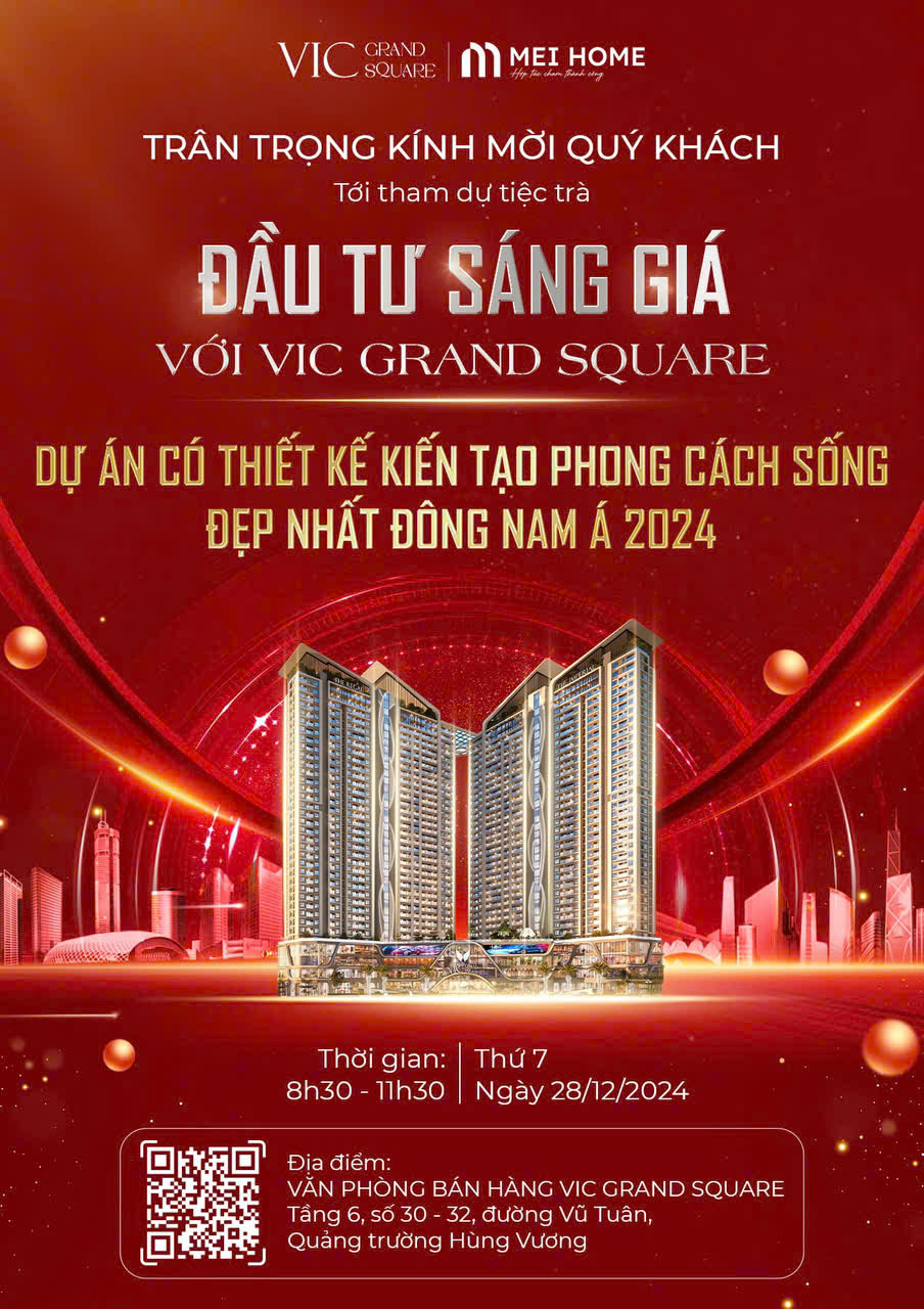 Căn hộ Vic Grand Square Việt Trì 80m² giá chỉ 2 tỷ - Chiết khấu lên đến 9%!