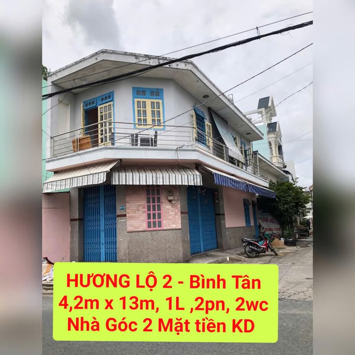 Nhà nguyên căn cho thuê Đường Hương Lộ 2, Bình Tân 54.6m² - Góc 2 mặt tiền tiện lợi!
