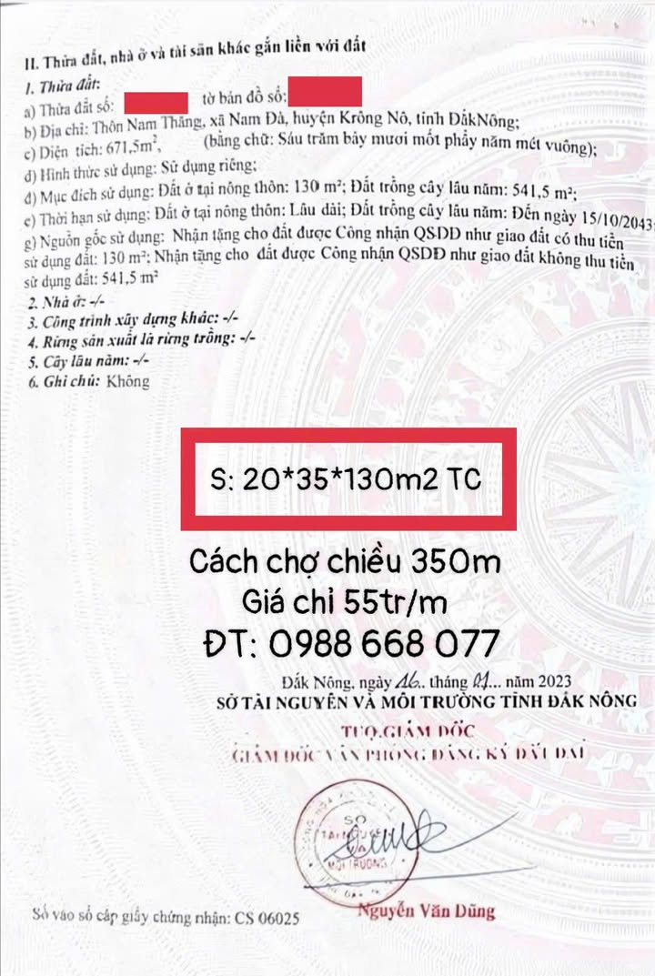 Đất nền Nam Đà, Krông Nô 130m² giá 5.5 tỷ - Đầu tư sinh lời ngay!