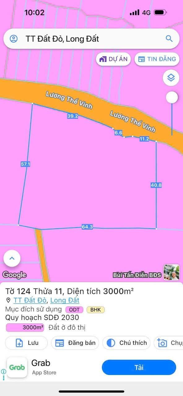 Đất nền 3000m² mặt tiền đường Lương Thế Vinh, Đất Đỏ - Giá chỉ 11 tỷ!