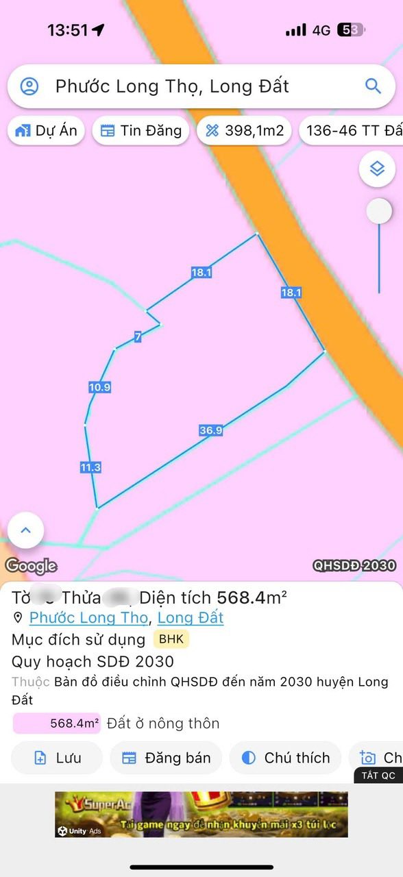 Đất nền Phước Long Thọ, Đất Đỏ 568m² chỉ 1 tỷ - Cơ hội đầu tư tuyệt vời!