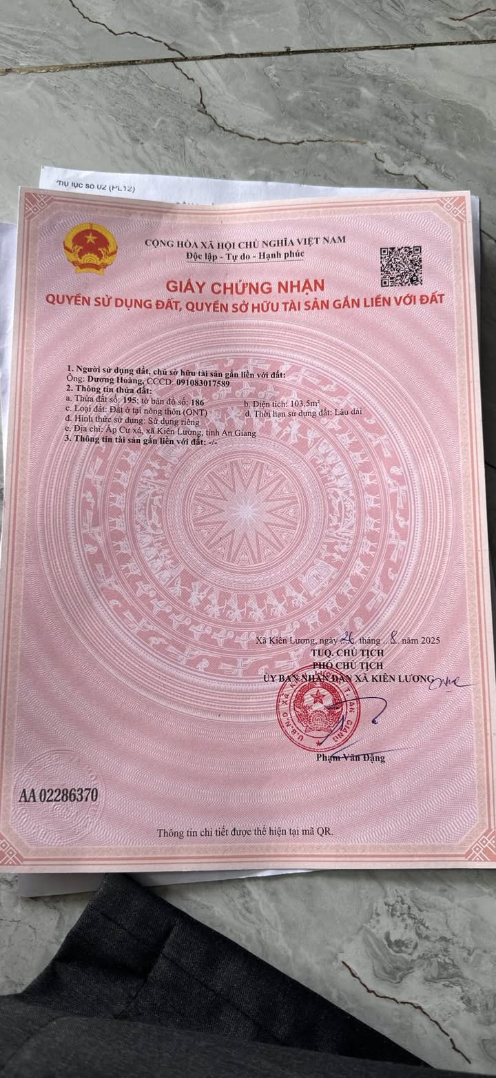 Đất nền mặt tiền Đường tránh Kiên Lương 1032m² giá 800 triệu - Sổ hồng chính chủ!