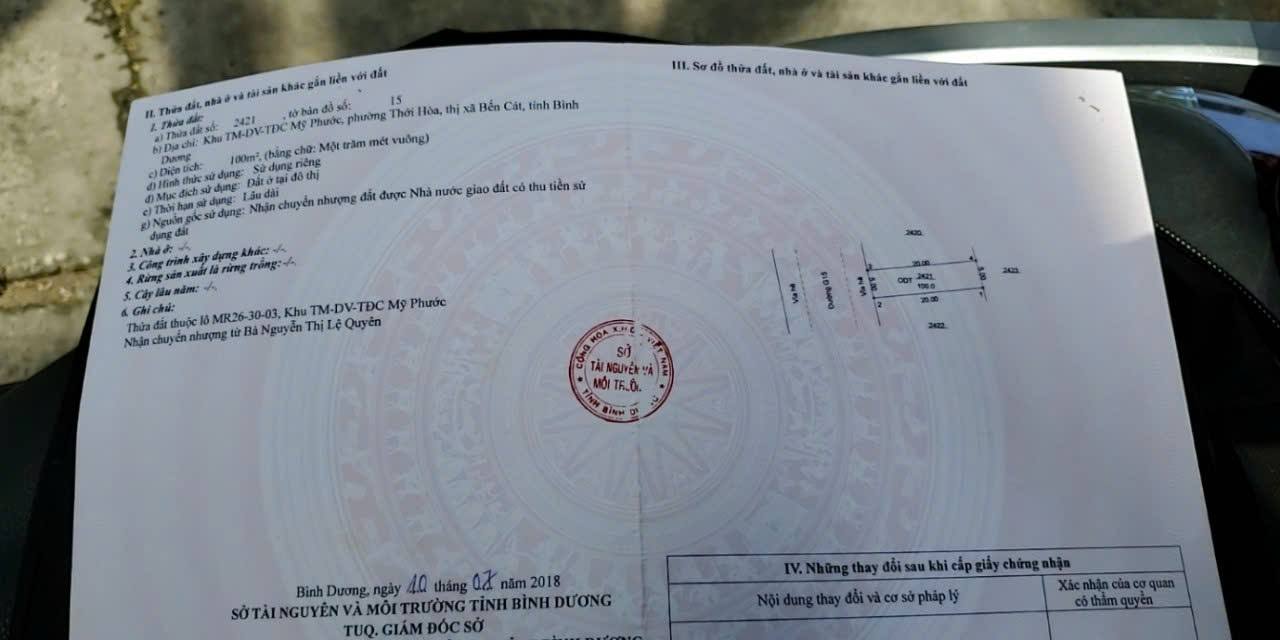 Đất nền Thới Hòa Bến Cát 100m² chỉ 1.7 tỷ - Cơ hội đầu tư hấp dẫn!