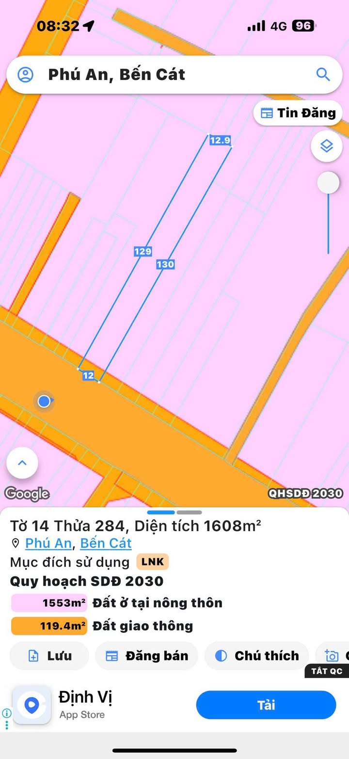 Đất nền xã Phú An 1560m² giá 750 triệu - Mặt tiền DT744, kinh doanh thuận lợi!