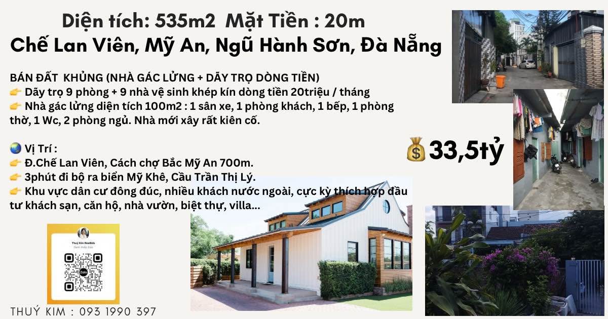 Đất mặt tiền Chế Lan Viên 535m² giá 33.5 tỷ - Dòng tiền ổn định từ dãy trọ!