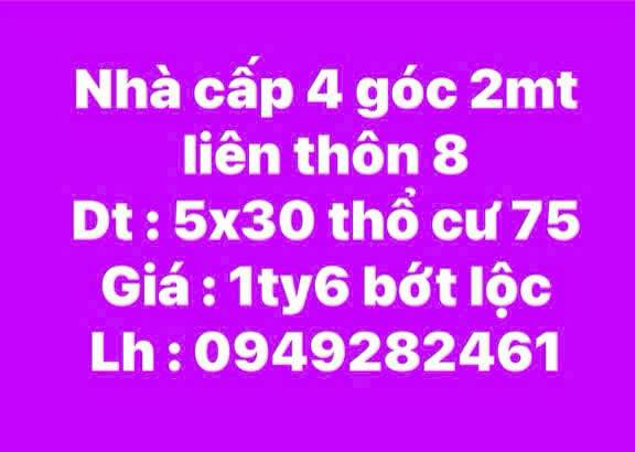 Nhà cấp 4 góc 2 mặt tiền đường Liên thôn 8, Buôn Ma Thuột 150m² giá 1.6 tỷ - Sổ đỏ chính chủ