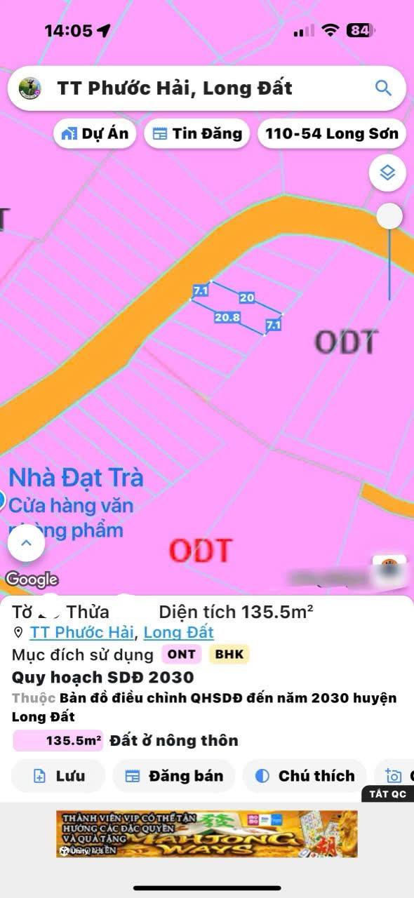 Đất nền Long Mỹ, Đất Đỏ 135m² giá 1.67 tỷ - Sổ đỏ chính chủ, cơ hội đầu tư tuyệt vời!