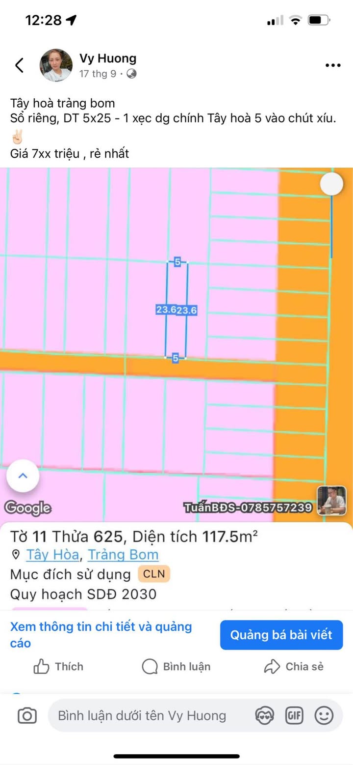 Đất nền xã Tây Hòa, Trảng Bom 115m² giá 700 triệu - Sổ đỏ chính chủ!