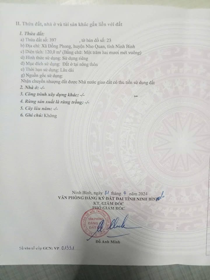 Đất nền Xã Đồng Phong, Huyện Nho Quan 120m² giá chỉ 1xx tỷ - Đầu tư sinh lời ngay!