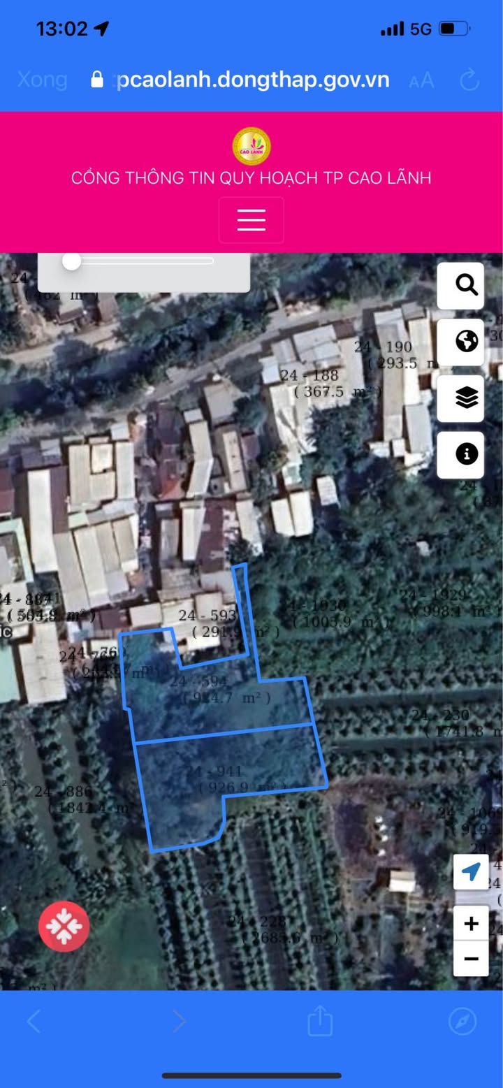 Đất lúa 1853m² phường Cao Lãnh giá chỉ 1.2 tỷ - Cơ hội đầu tư tuyệt vời!