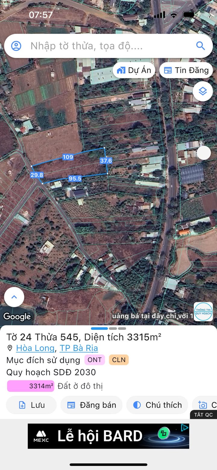 Đất Hòa Long, Bà Rịa - Vũng Tàu 3273m² giá 11.5 tỷ - Tiềm năng sinh lời cao!