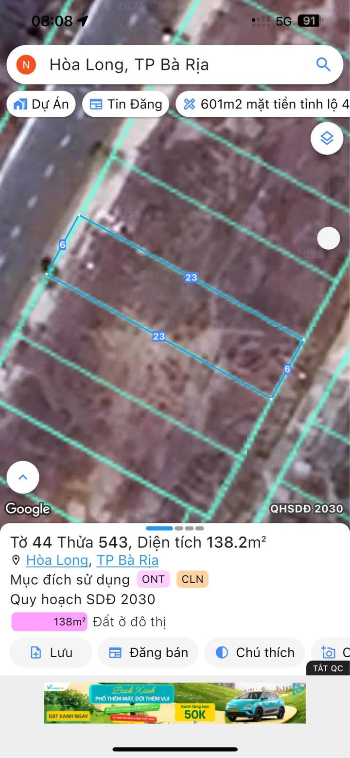 Đất nền Bà Rịa 138m² giá 2.75 tỷ - Mặt tiền đẹp, vị trí thuận lợi!