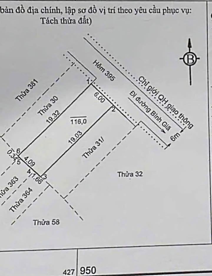 Đất hẻm 395 Bình Giã, 116m² giá 9.5 tỷ - Hẻm ô tô tránh nhau!