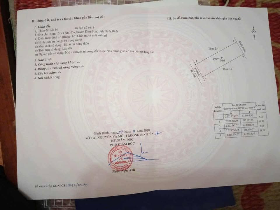 Nhà chính chủ xã Ân Hòa, huyện Kim Sơn 90m² giá 3 tỷ - Hướng Tây Nam