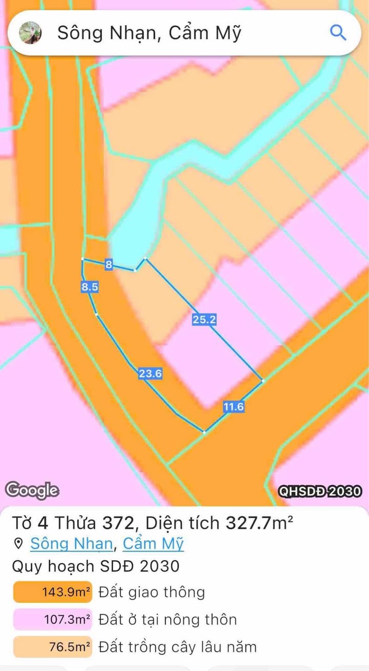 Đất vườn Cẩm Mỹ 327m² giá 850 triệu - Góc 2 mặt đường thoáng mát!