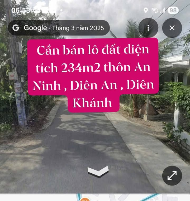 Lô đất thổ cư 234m² xã Diên An, Diên Khánh giá chỉ 2.106 tỷ - Phong thủy đẹp, nở hậu!