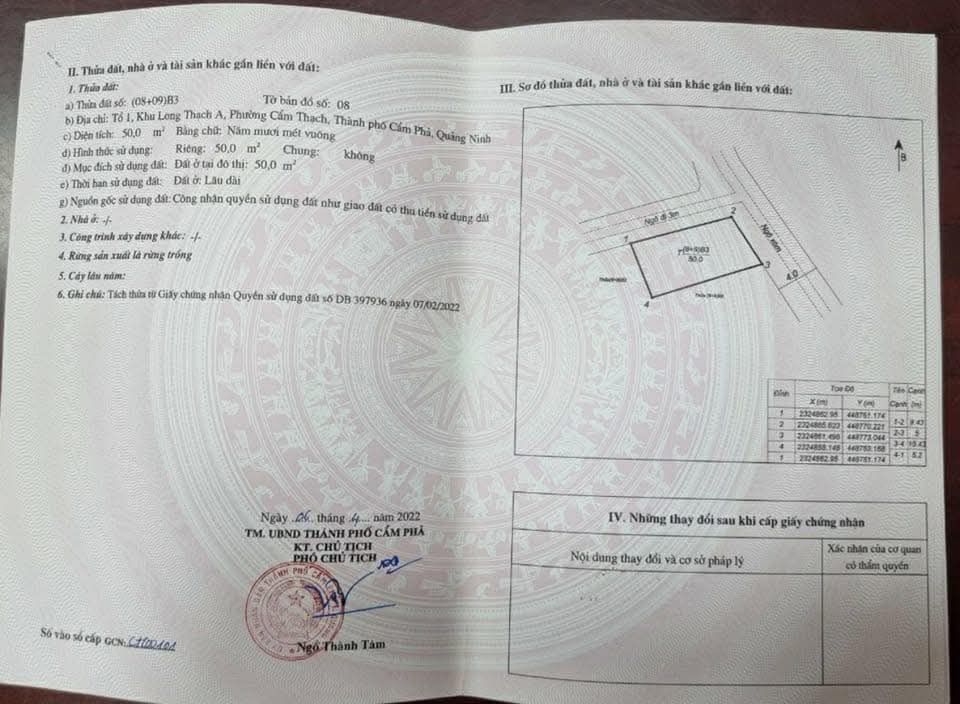 Đất nền Cẩm Thạch 50m² giá 700 triệu - Ô góc hướng Đông Bắc