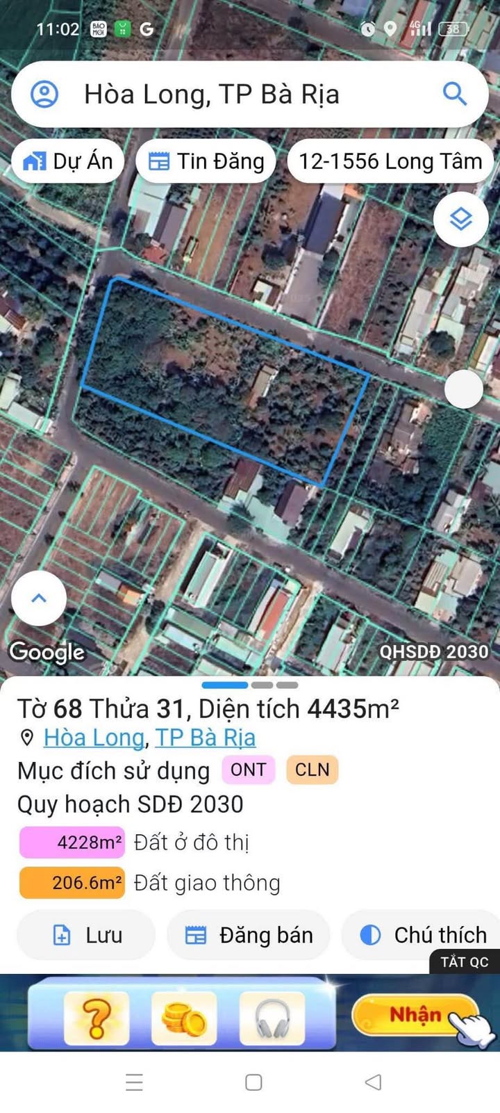 Đất nền Hòa Long, Bà Rịa 4950m² - Lô góc 2 mặt tiền đường nhựa!