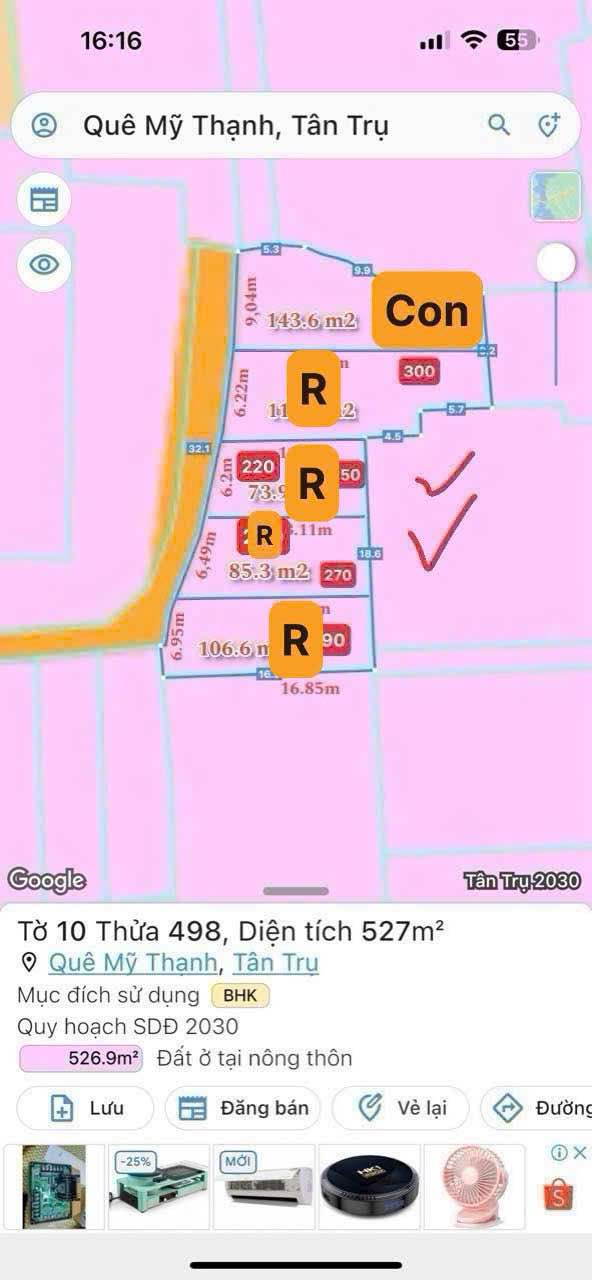 Đất nền Quê Mỹ Thạnh, Tân Trụ 148m² giá 290 triệu - Sổ hồng riêng, thương lượng!