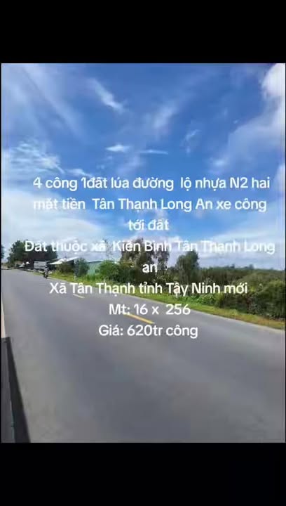 Đất nông nghiệp Kiến Bình Tân Thạnh 4100m² giá 620 triệu - Cơ hội đầu tư hấp dẫn!