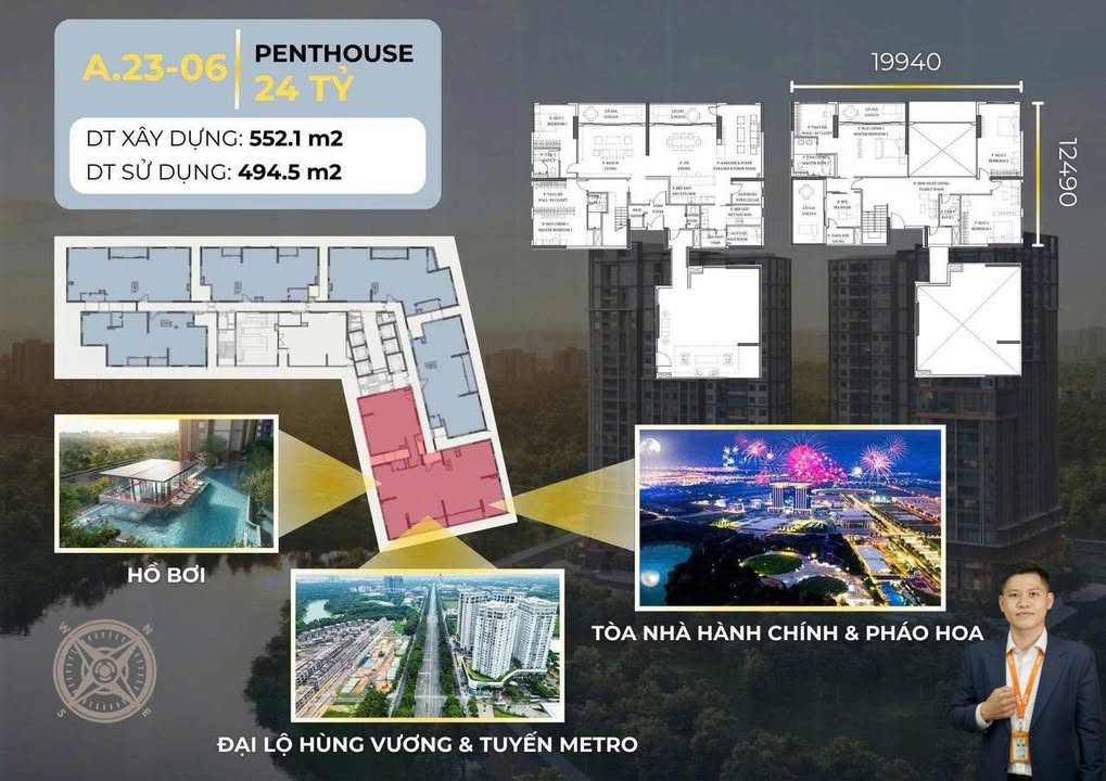Penthouse Orchard Grand Thủ Dầu Một 552m² giá 24 tỷ - Sẵn sàng sở hữu ngay!