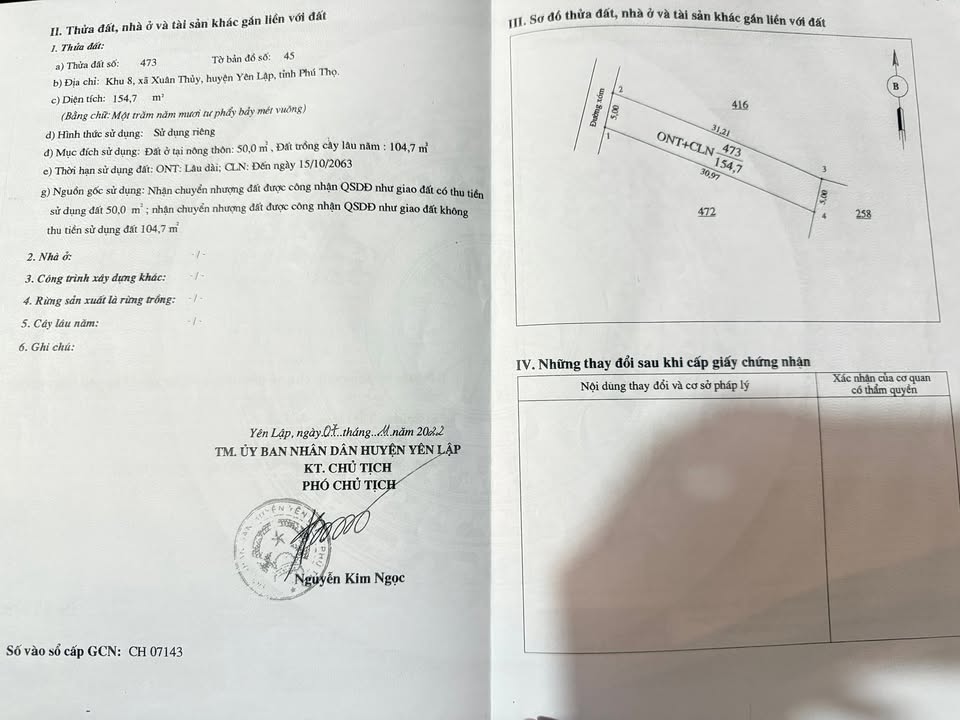 Đất nền Xuân Thủy, Yên Lập 154m² giá chỉ 300 triệu - Đầu tư sinh lời ngay!