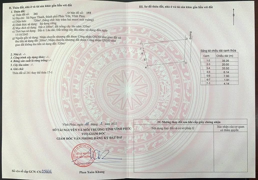 Đất nền Ngọc Thanh, Phúc Yên 720m² giá 4.32 tỷ - Sổ đỏ chính chủ!