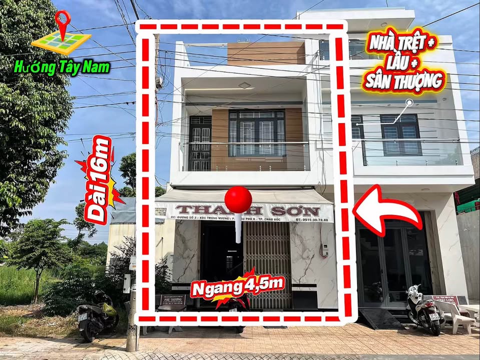 Nhà phố 2 tầng 72m² tại Khu Đô Thị Hạt Nhân Châu Đốc - Giá 4 tỷ thương lượng