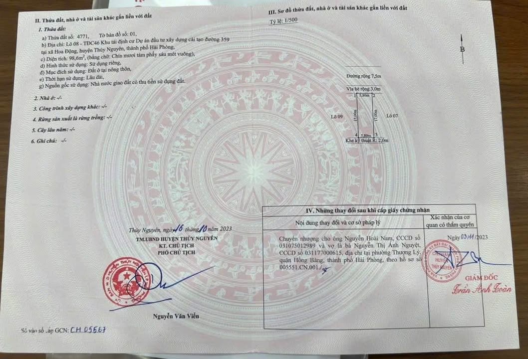 Bán lô đất đẹp 98,6m² TDC40 Khu dân cư Hoa Động - Thủy Nguyên, Hải Phòng chỉ 5 tỷ!