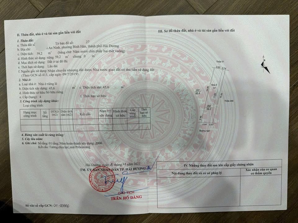 Đất nền trung tâm TP Hải Dương 59.2m² giá 1.8 tỷ - Cơ hội đầu tư tuyệt vời!