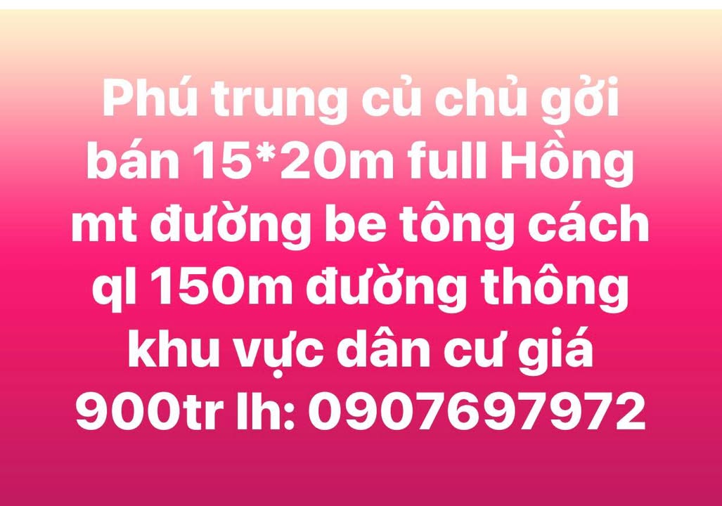 Đất Phú Trung Tân Phú 300m² giá 900 triệu - Sổ hồng chính chủ, tiện ích xung quanh đầy đủ!