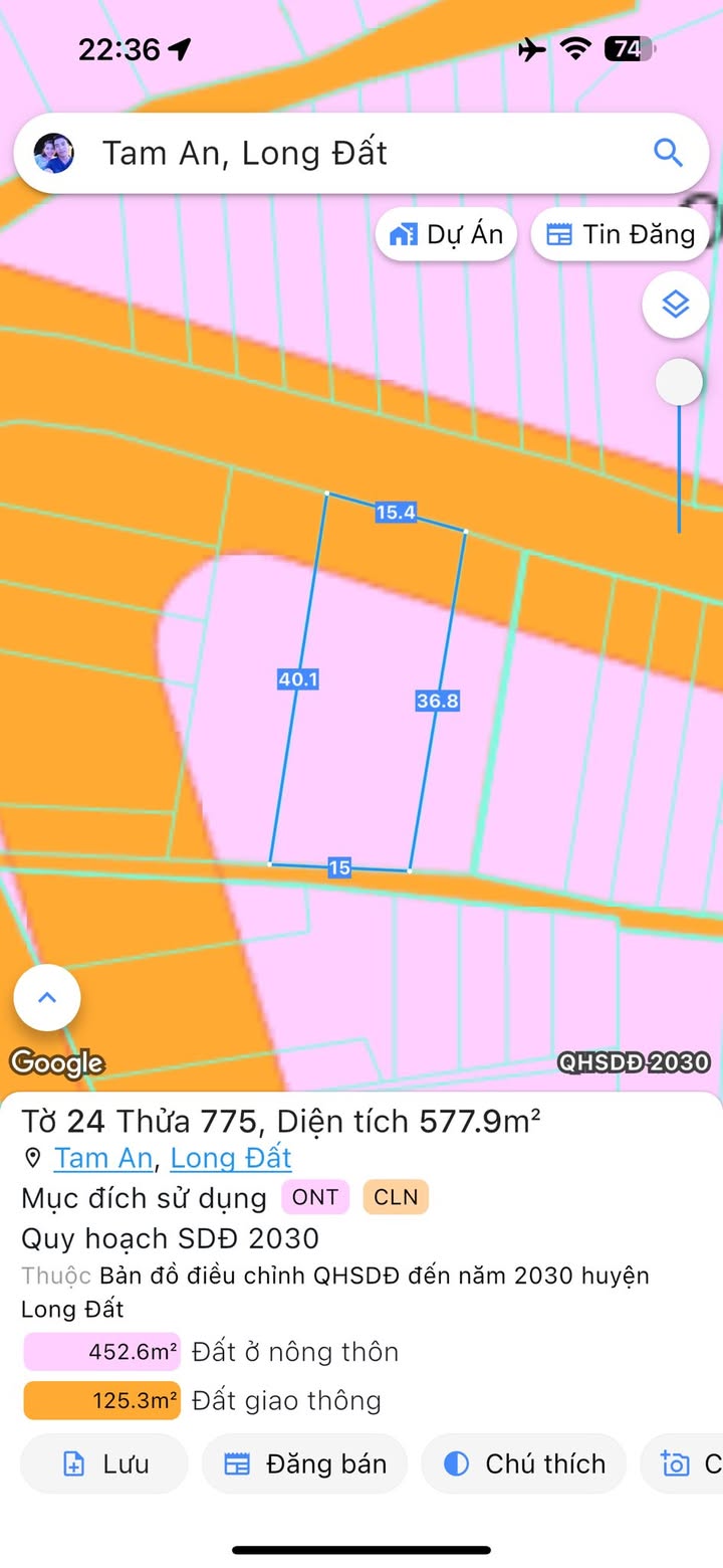 Đất nền Tam An, Long Điền 577,9m² giá 3.85 tỷ - Xây biệt thự sân vườn lý tưởng!