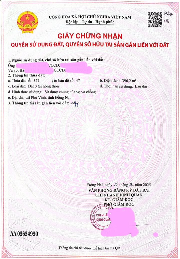 Đất nền Phú Vinh - Định Quán 380m² - Bán gấp, thổ cư 100%!