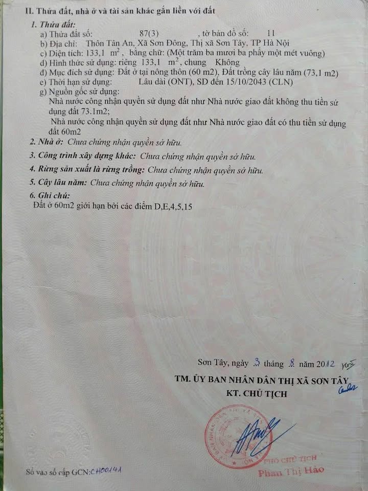 Đất nền Sơn Đông, Sơn Tây 133m² giá nhỉnh 2.2 tỷ - Sổ hồng riêng, pháp lý chuẩn!
