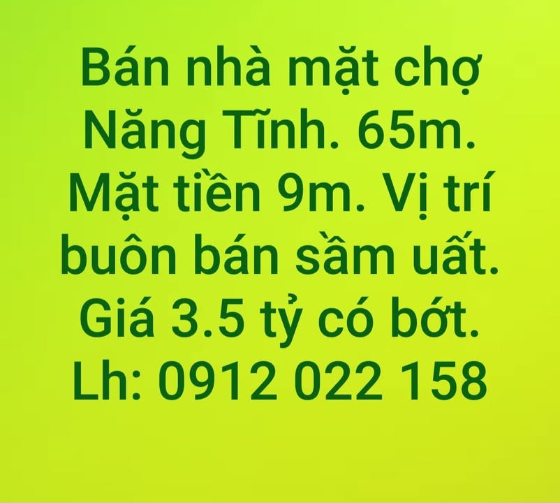 Nhà mặt chợ Năng Tĩnh, Nam Định 65m² giá 3.5 tỷ - Vị trí kinh doanh đắc địa!
