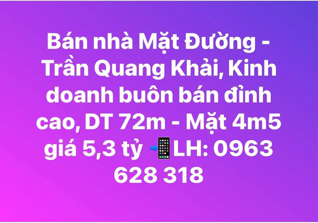 Nhà mặt tiền đường Trần Quang Khải, Nam Định 72m² giá 5.3 tỷ - Kinh doanh đỉnh cao!